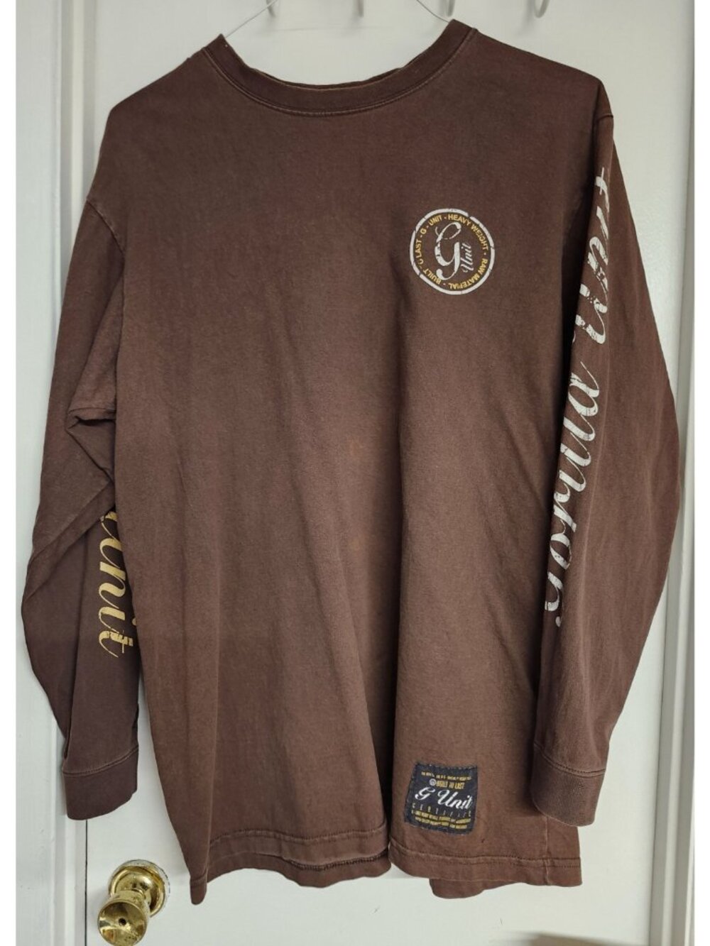 G Unit Long Sleeve Heavy Duty T Shirt Brown Gorilla Unit Vintage 90's Hip Hop